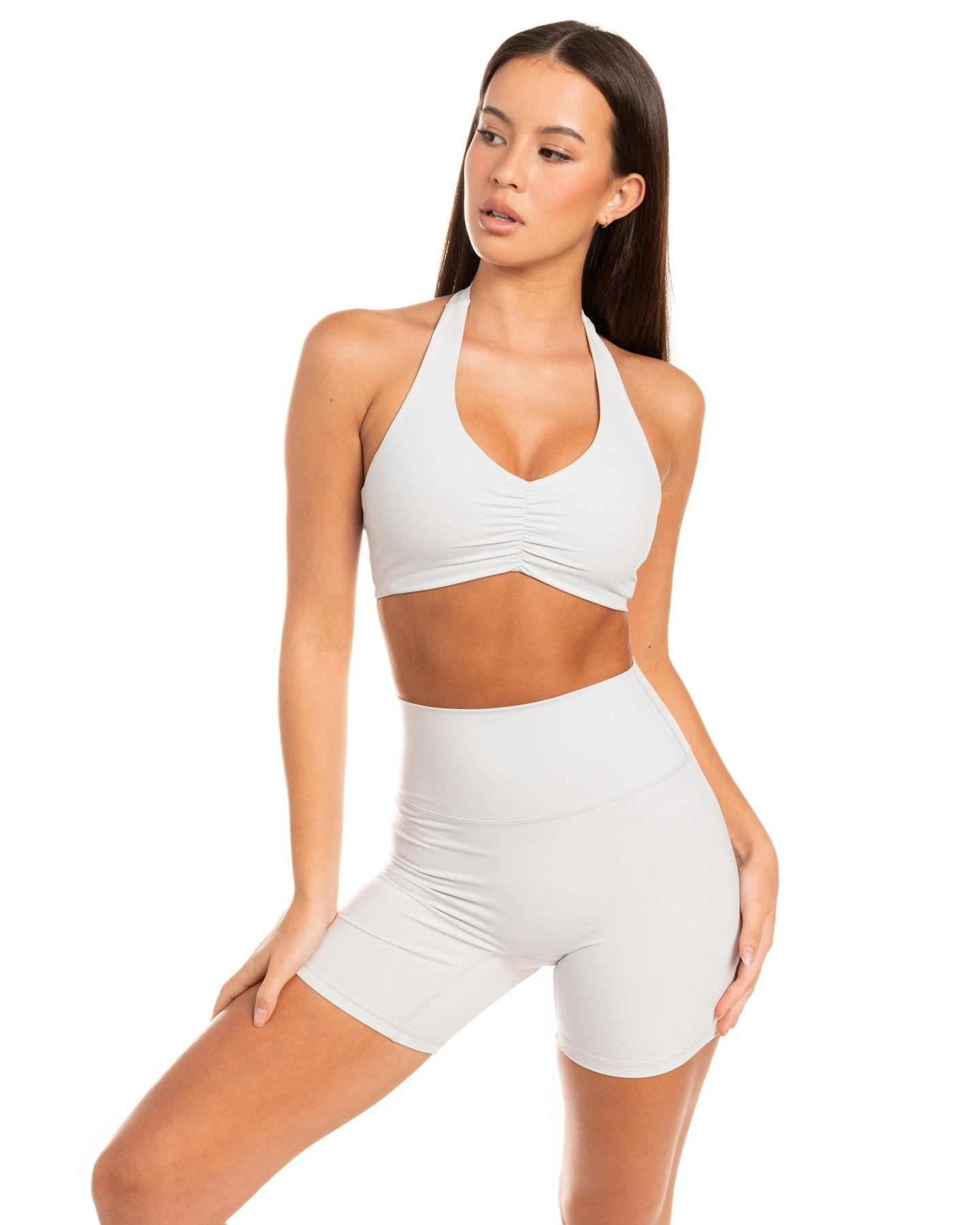 Elite Eleven Halter Scrunch Bra - Moonlight Grey - Image 3