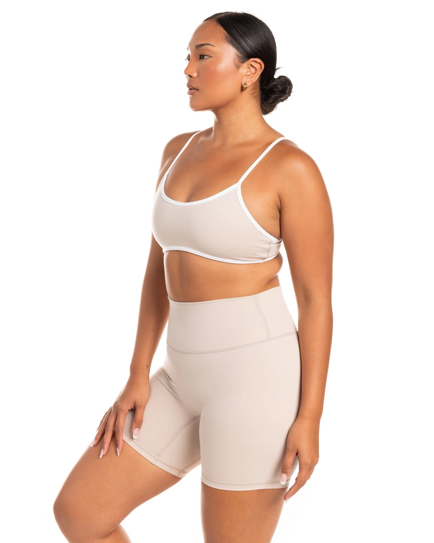 Elite Eleven Micro Contrast Bra - Oat Latte - Image 5
