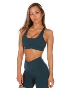 Elite Eleven Cross Over Sports Bra - Deep Forest