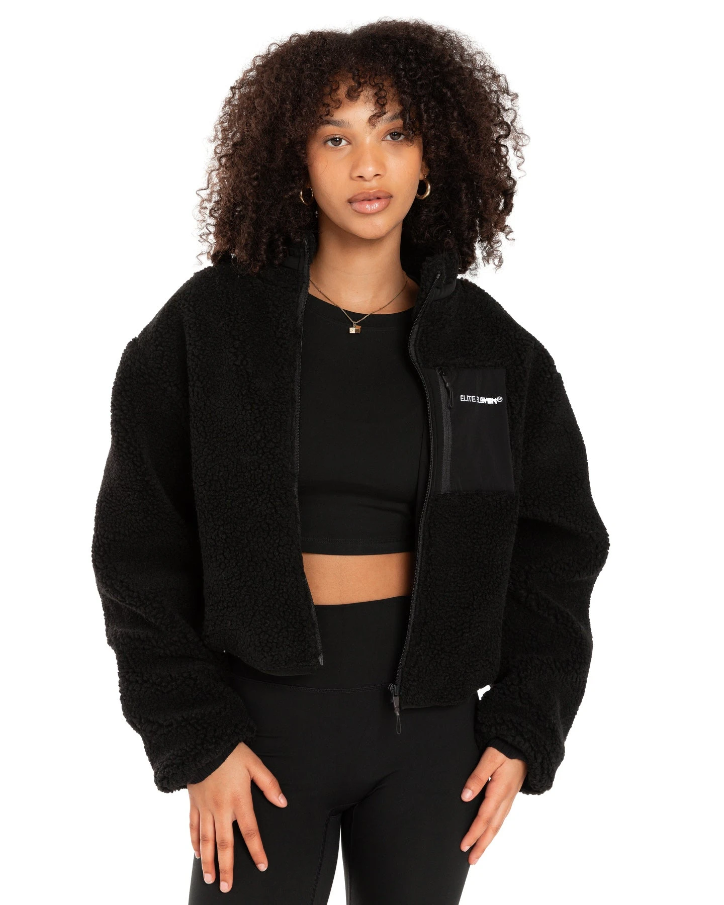 Elite Eleven Registered Teddy Cropped Jacket - Black