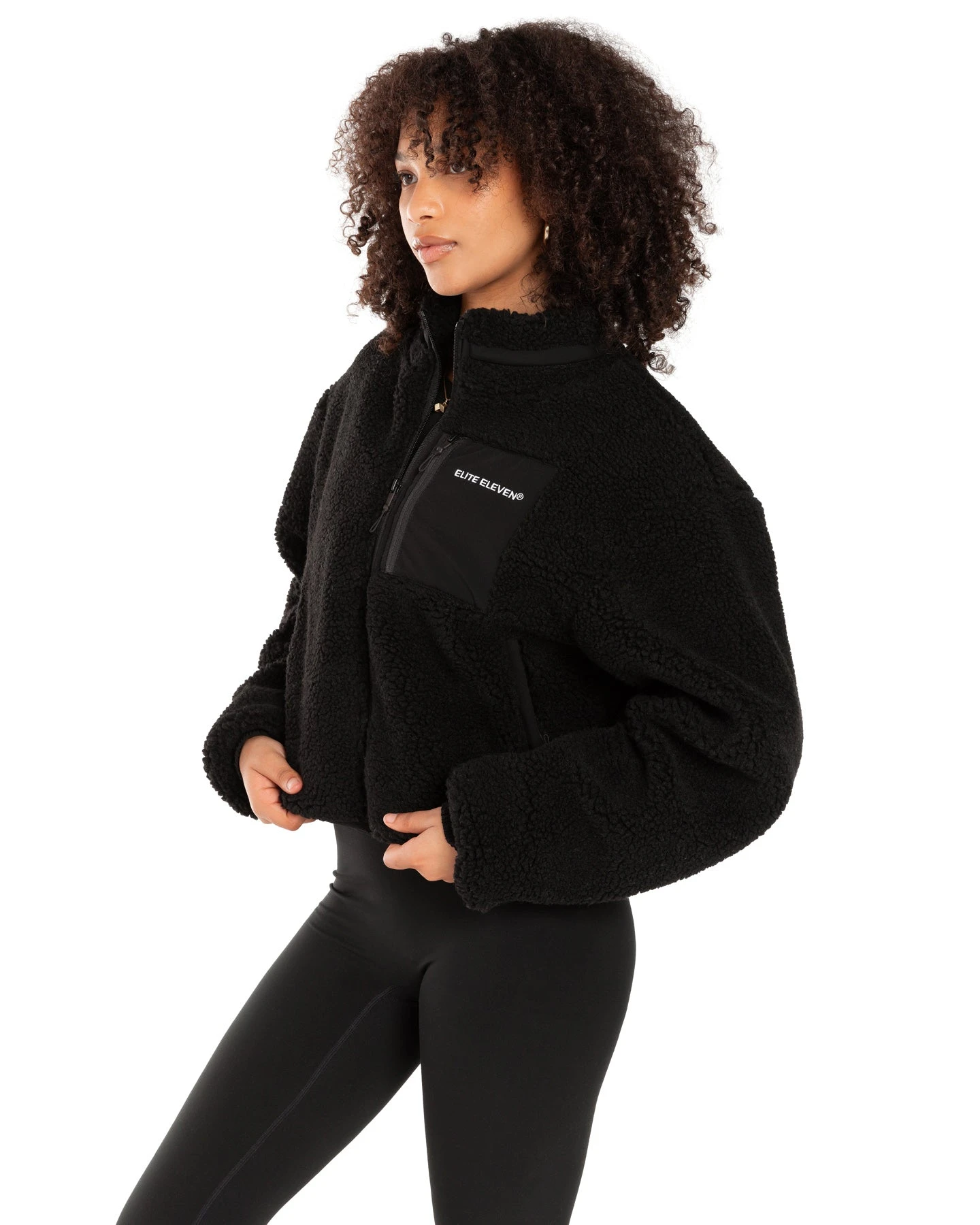 Elite Eleven Registered Teddy Cropped Jacket - Black - Image 6