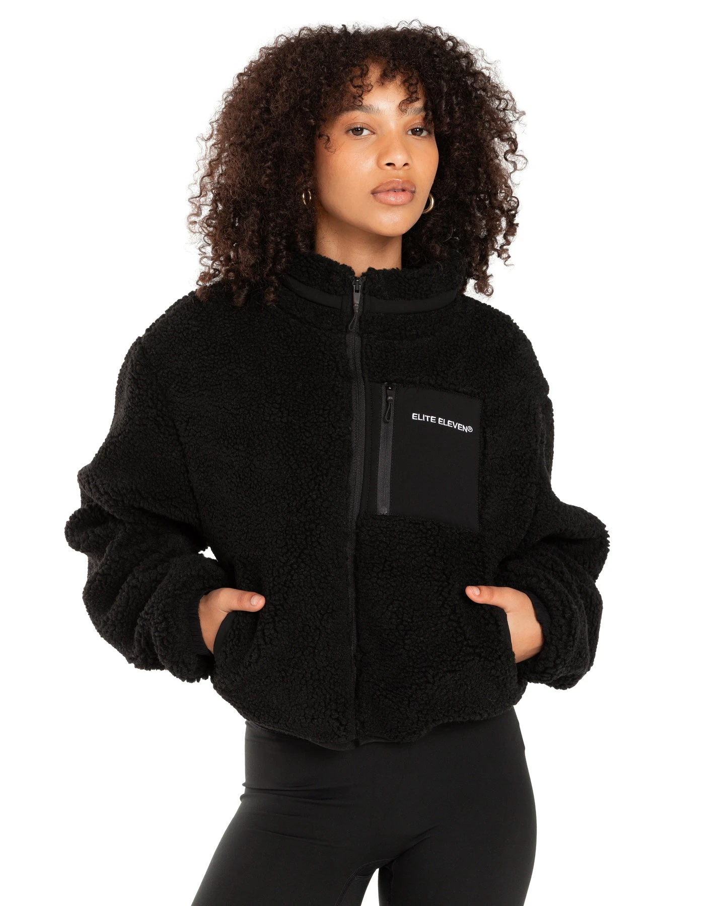 Elite Eleven Registered Teddy Cropped Jacket - Black - Image 7