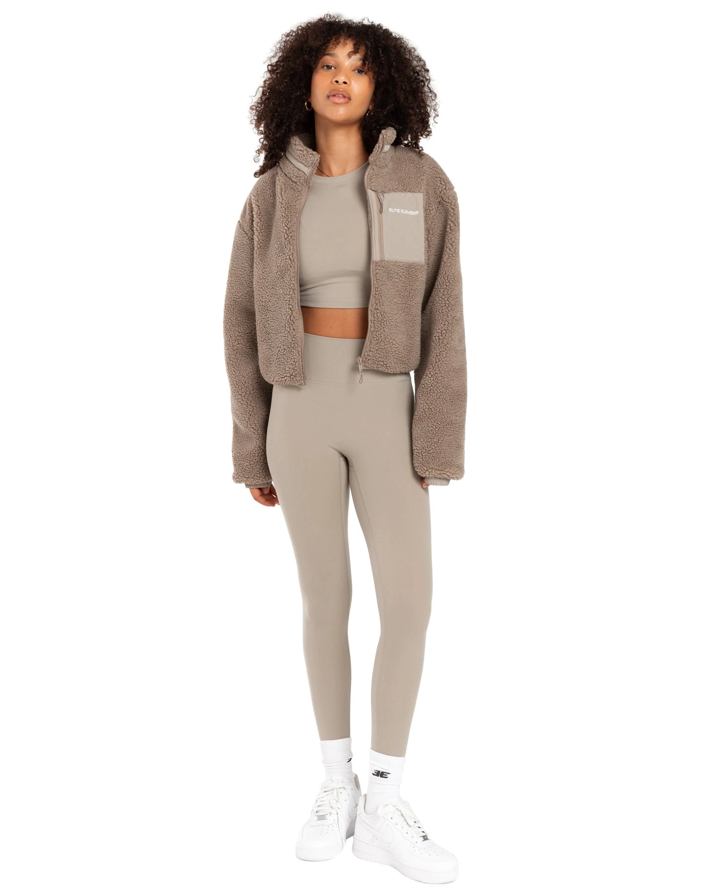 Elite Eleven Registered Teddy Cropped Jacket - Vintage Khaki - Image 2