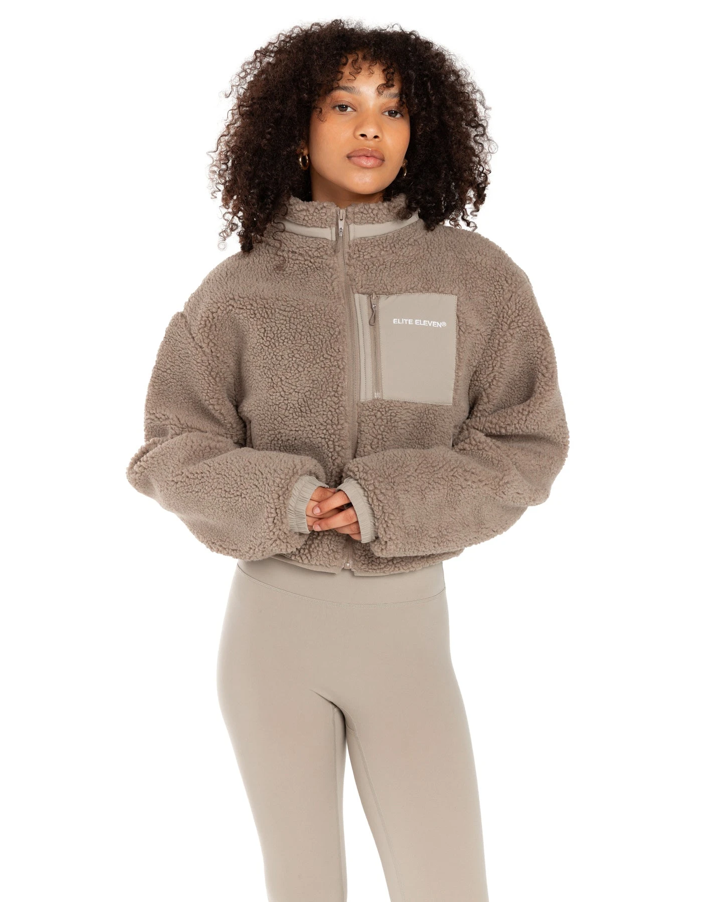 Elite Eleven Registered Teddy Cropped Jacket - Vintage Khaki - Image 4