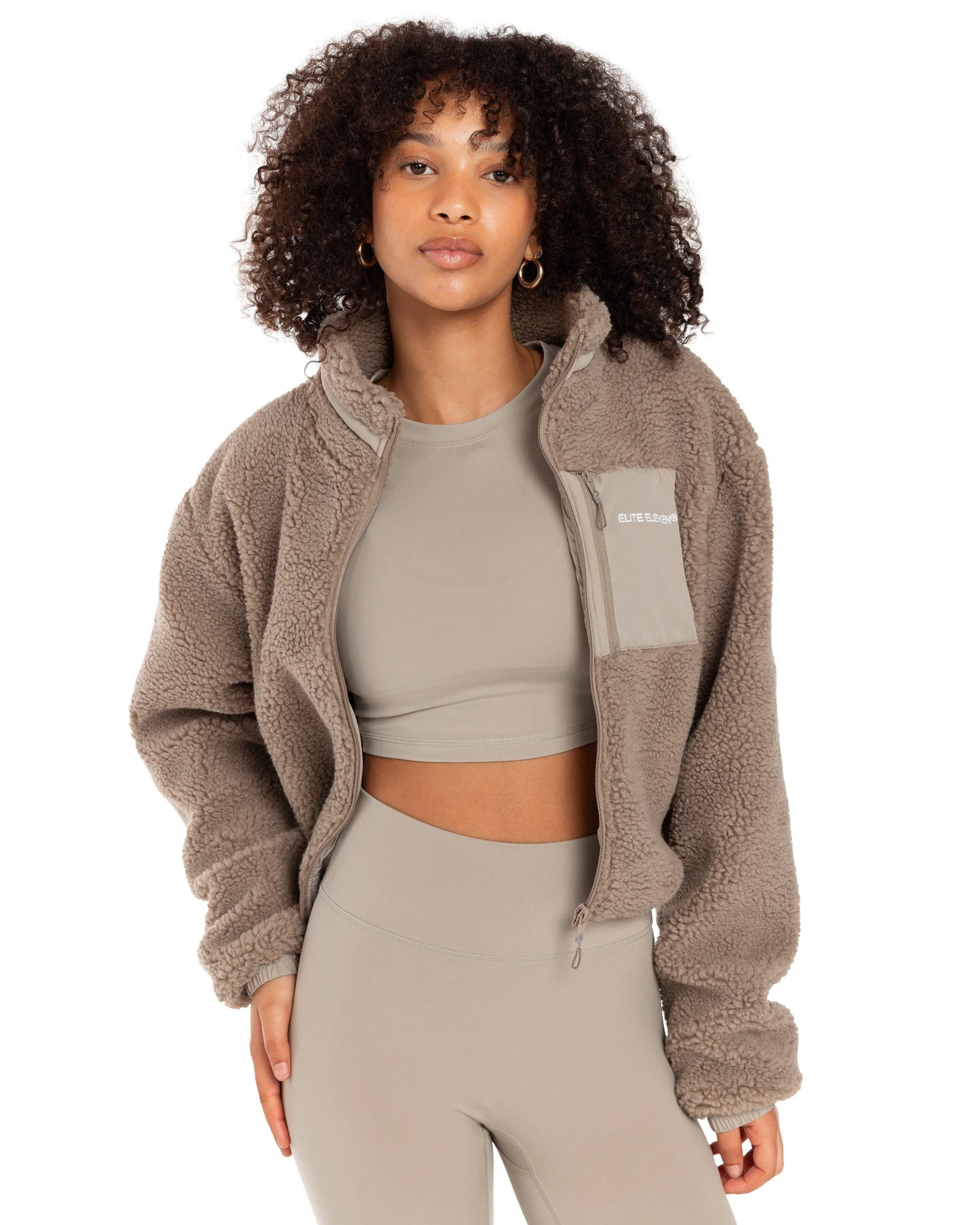 Elite Eleven Registered Teddy Cropped Jacket - Vintage Khaki