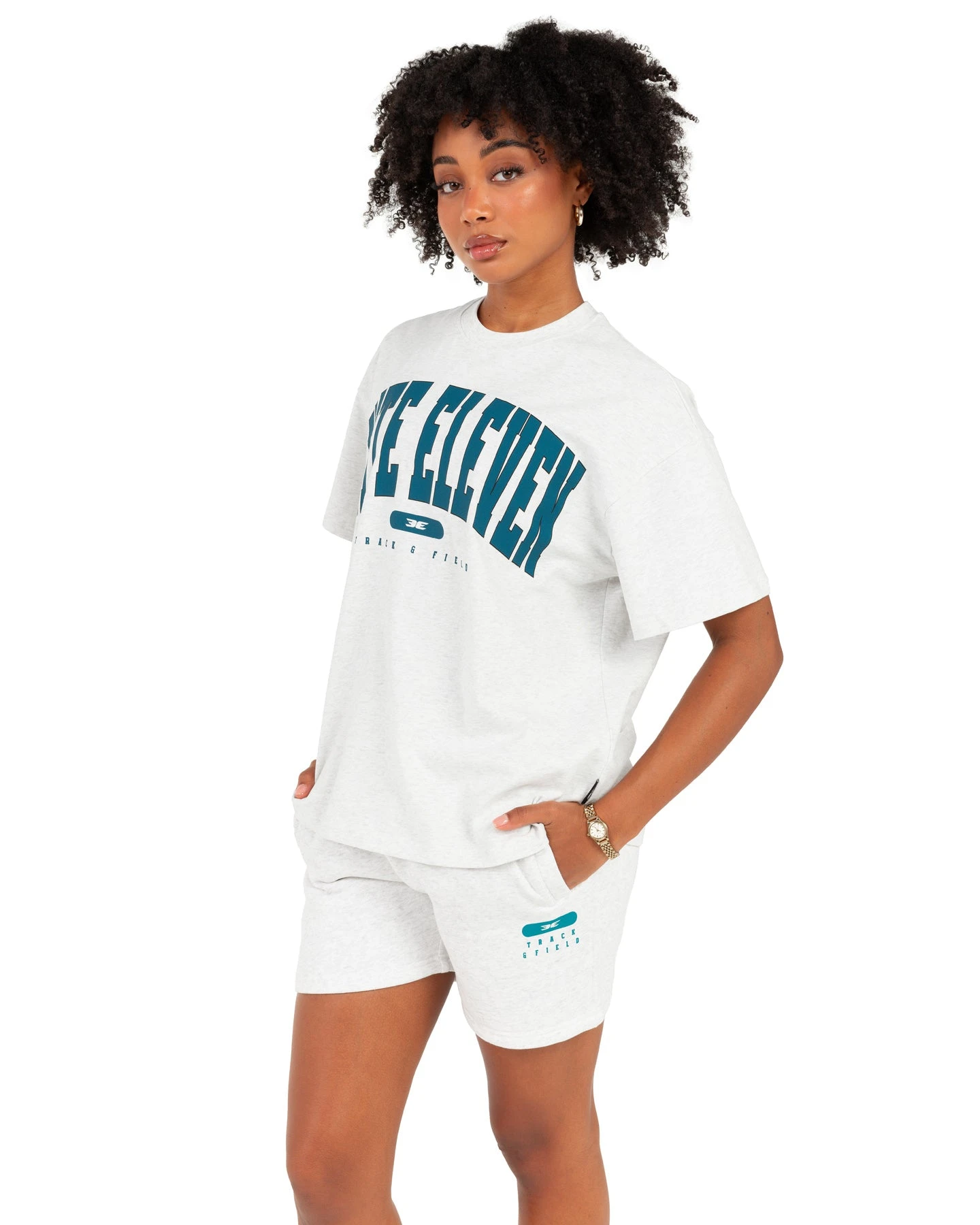 Elite Eleven Women's Track & Field Oversized Tee - Polar Grey - Image 4