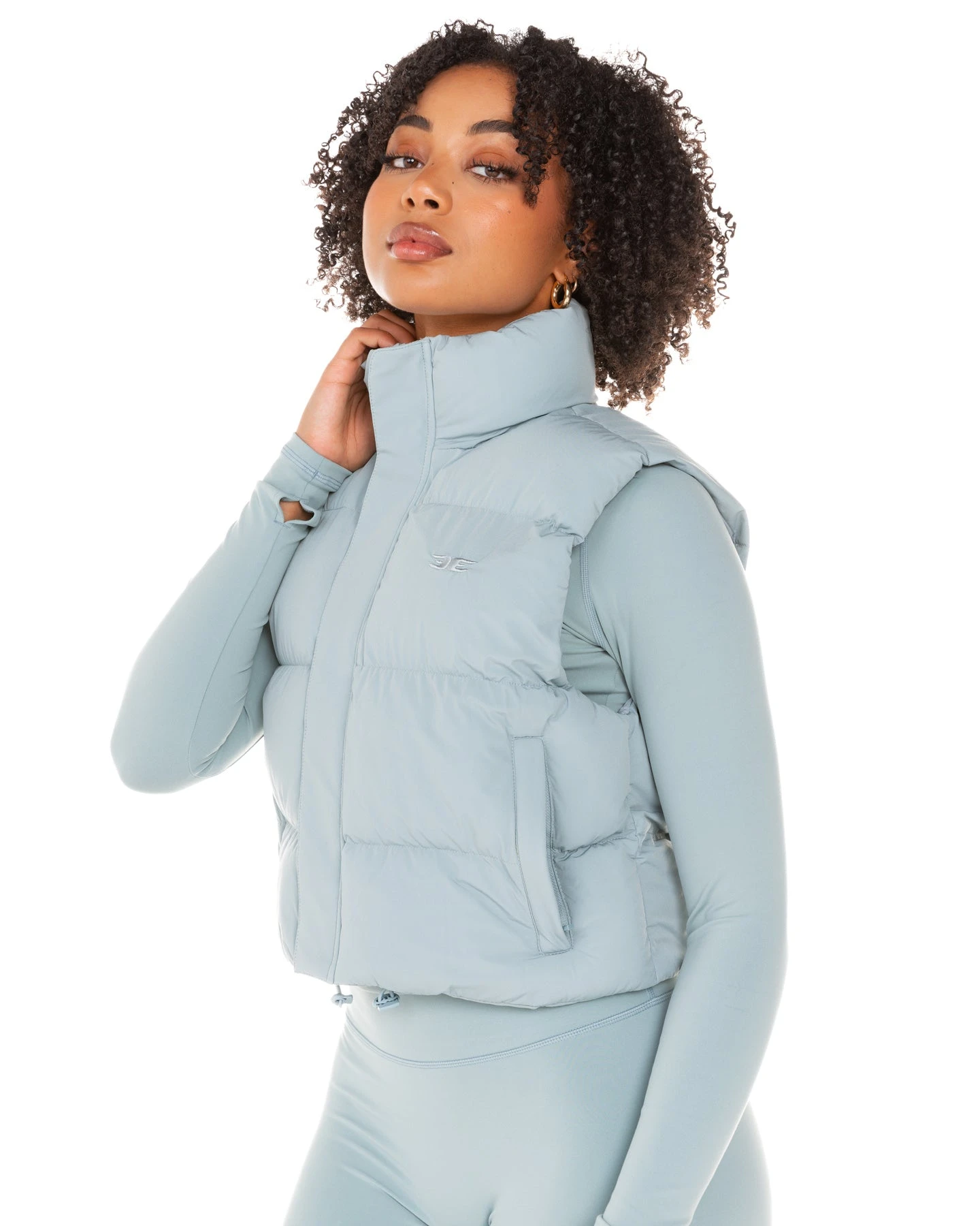Elite Eleven Cropped Puffer Vest - Sea Foam - Image 5