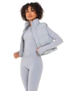 Elite Eleven Cropped Puffer Vest - Steel Grey