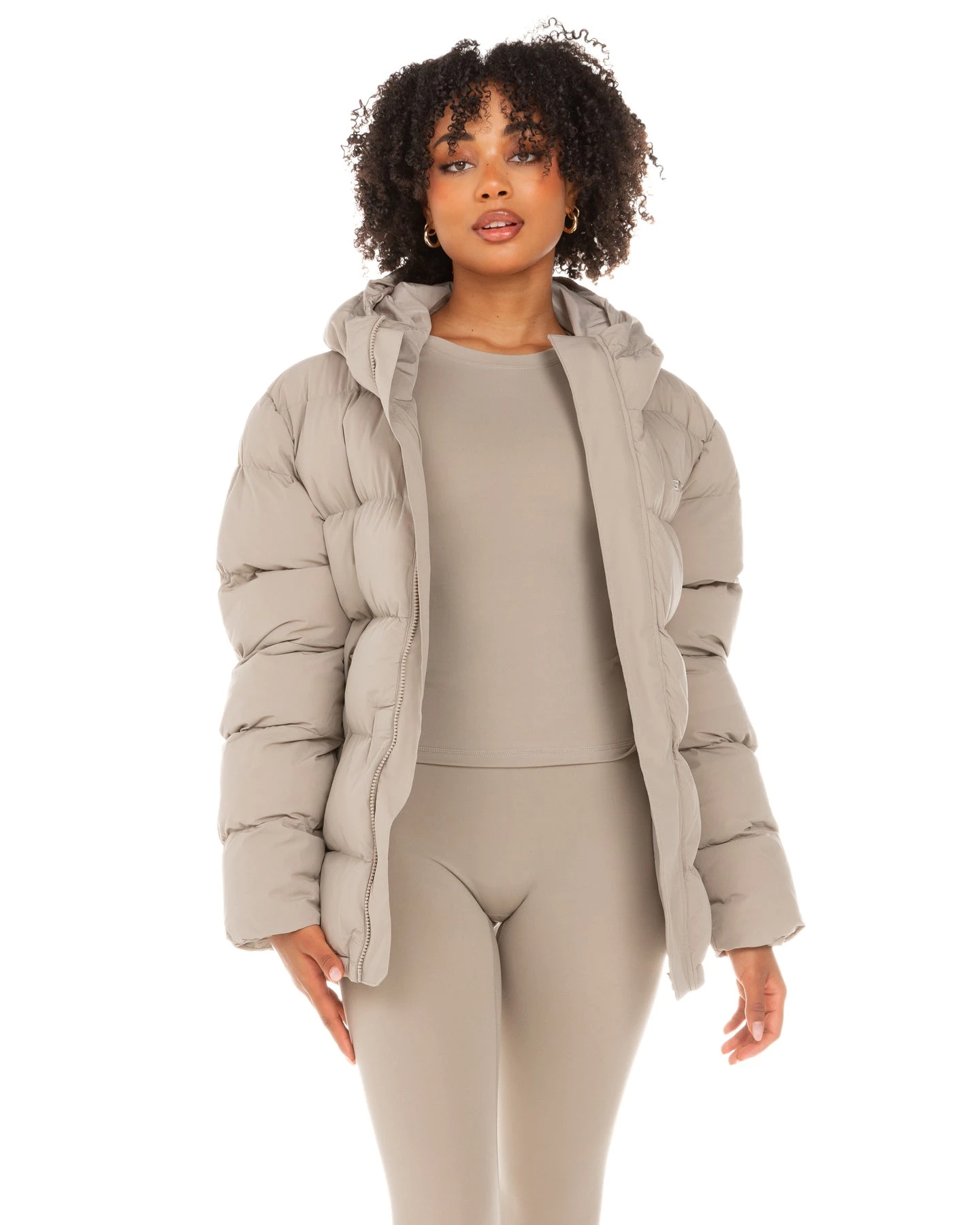 Elite Eleven Unisex Puffer Jacket - Vintage Khaki - Image 2