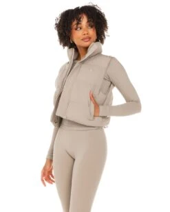 Elite Eleven Cropped Puffer Vest - Vintage Khaki