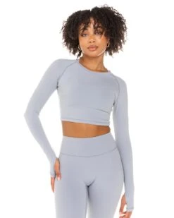 Elite Eleven Aura Crop Long Sleeve - Steel Grey