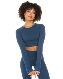 Elite Eleven Aura Crop Long Sleeve - Navy