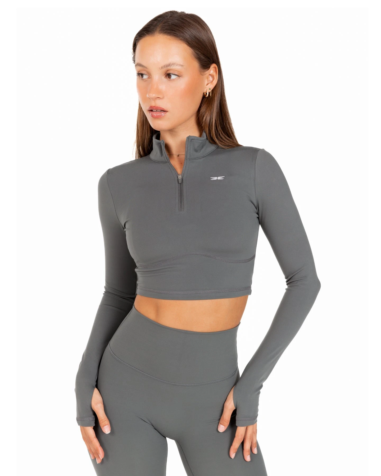 Elite Eleven Auraluxe Crop Long Sleeve - Cloud Grey - Image 3