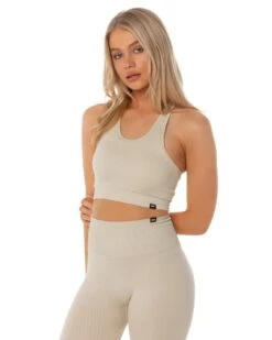 Elite Eleven Ribbed Seamless Support Bra - Beige