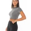 Elite Eleven Cropped Ribbed Collar T-shirt - Charcoal