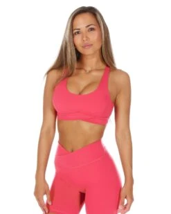 Elite Eleven Cross Over Sports Bra - Pink